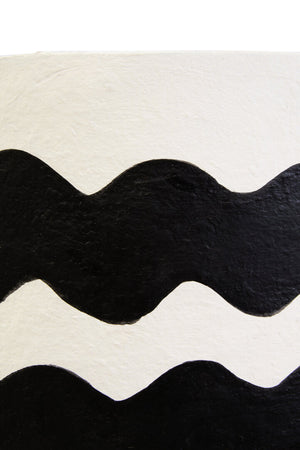 Luma Black And White Curved Stripe Papier Mache Table Lamp