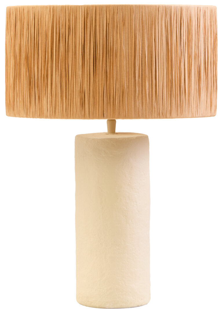 Luma Natural Papier Mache Table Lamp With Natural Raffia Shade