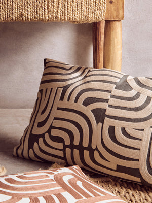 Nuvia Elora Natural And Green Rectangular Cushion