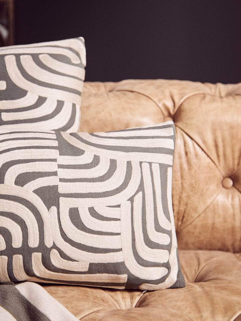 Nuvia Elora Natural And Green Rectangular Cushion