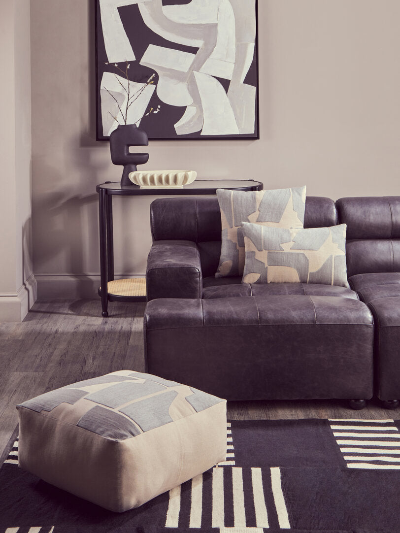 Nuvia Elora Natural And Grey Square Cushion