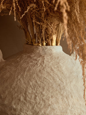 Avara Cotton Mache Large Vase With Decorative Handles