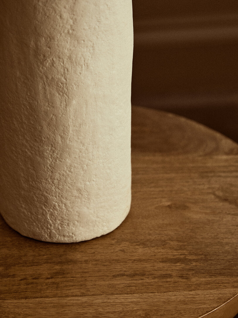 Luma Natural Papier Mache Table Lamp With Natural Raffia Shade