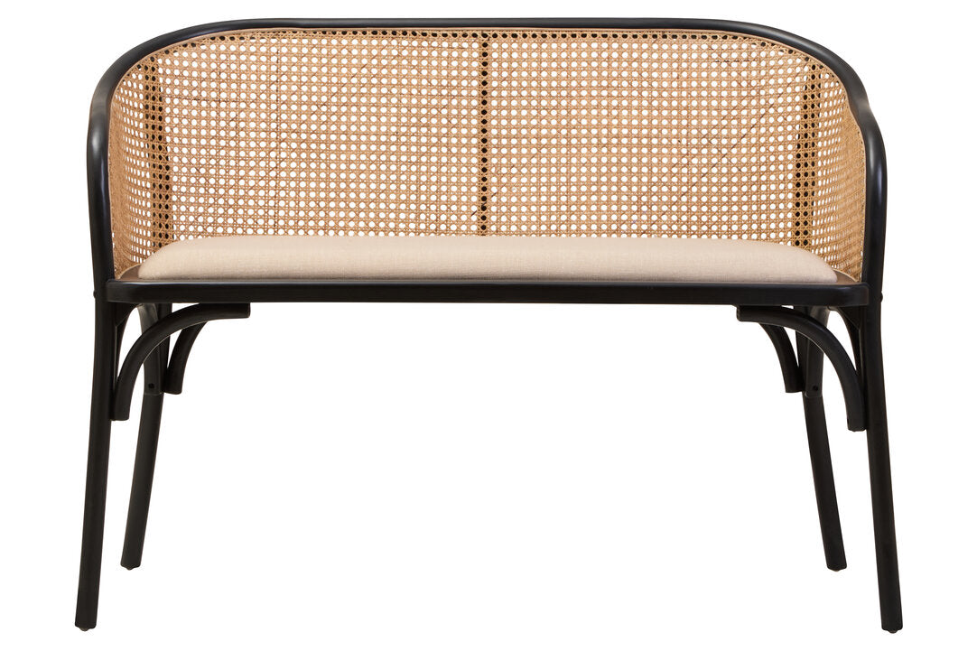 Tambo Natural Cane Bench with Black Beech Wood Frame