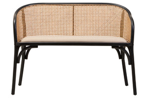 Tambo Natural Cane Bench with Black Beech Wood Frame