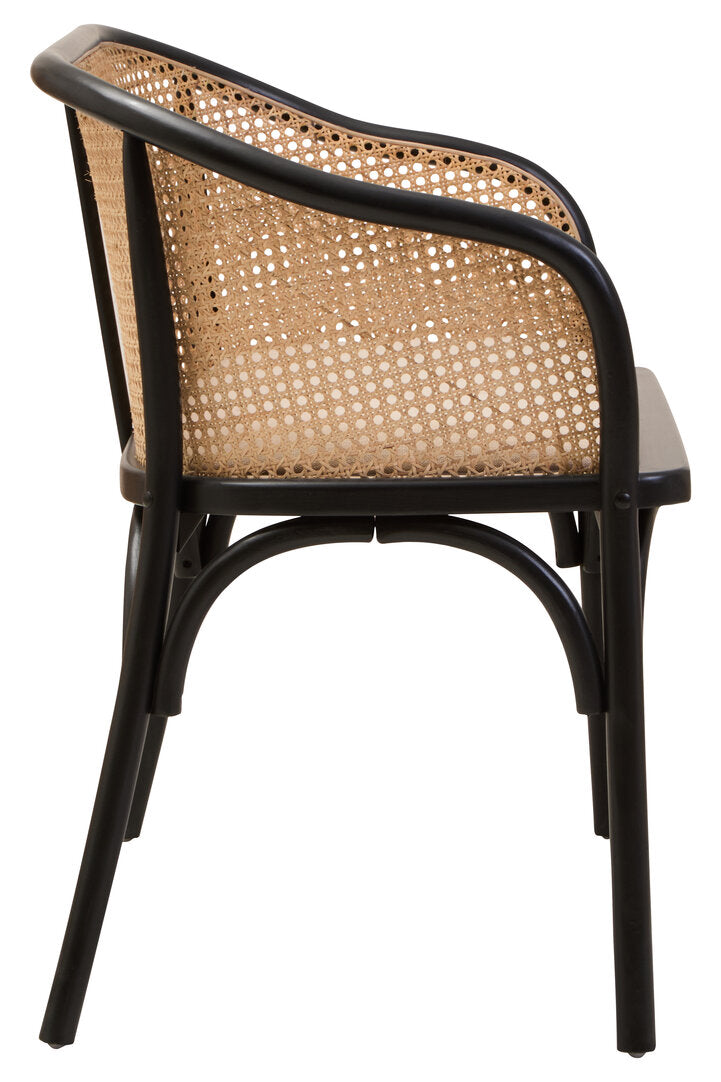 Tambo Natural Cane Bench with Black Beech Wood Frame