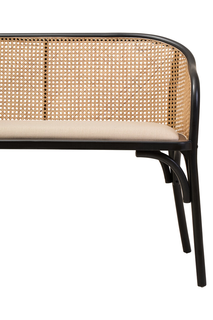 Tambo Natural Cane Bench with Black Beech Wood Frame