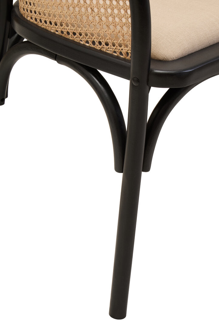 Tambo Natural Cane Bench with Black Beech Wood Frame