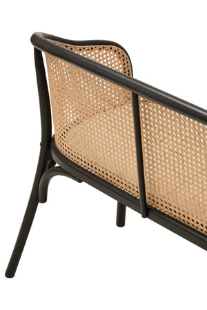 Tambo Natural Cane Bench with Black Beech Wood Frame