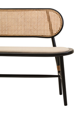 Tambo Natural Cane Bench with Black Elm Wood Frame