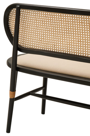 Tambo Natural Cane Bench with Black Elm Wood Frame