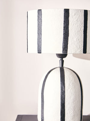 Luma Black And White Stripe Papier Mache Table Lamp