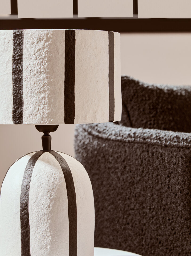 Luma Black And White Stripe Papier Mache Table Lamp
