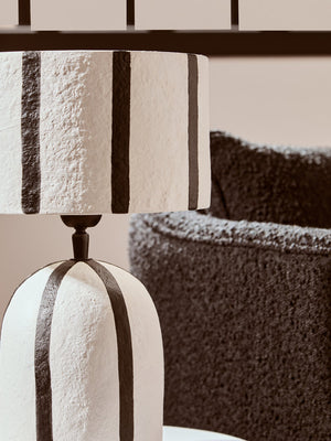 Luma Black And White Stripe Papier Mache Table Lamp