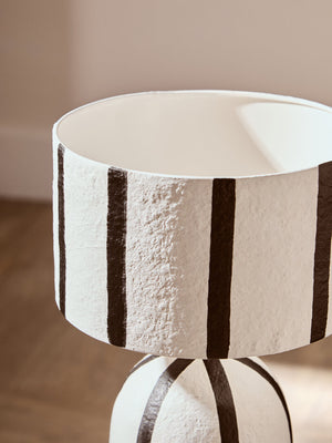 Luma Black And White Stripe Papier Mache Table Lamp