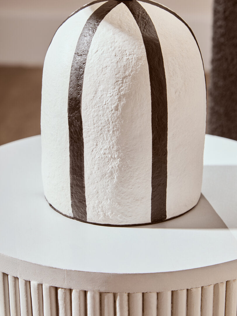 Luma Black And White Stripe Papier Mache Table Lamp