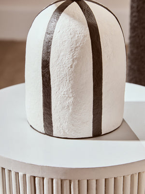 Luma Black And White Stripe Papier Mache Table Lamp