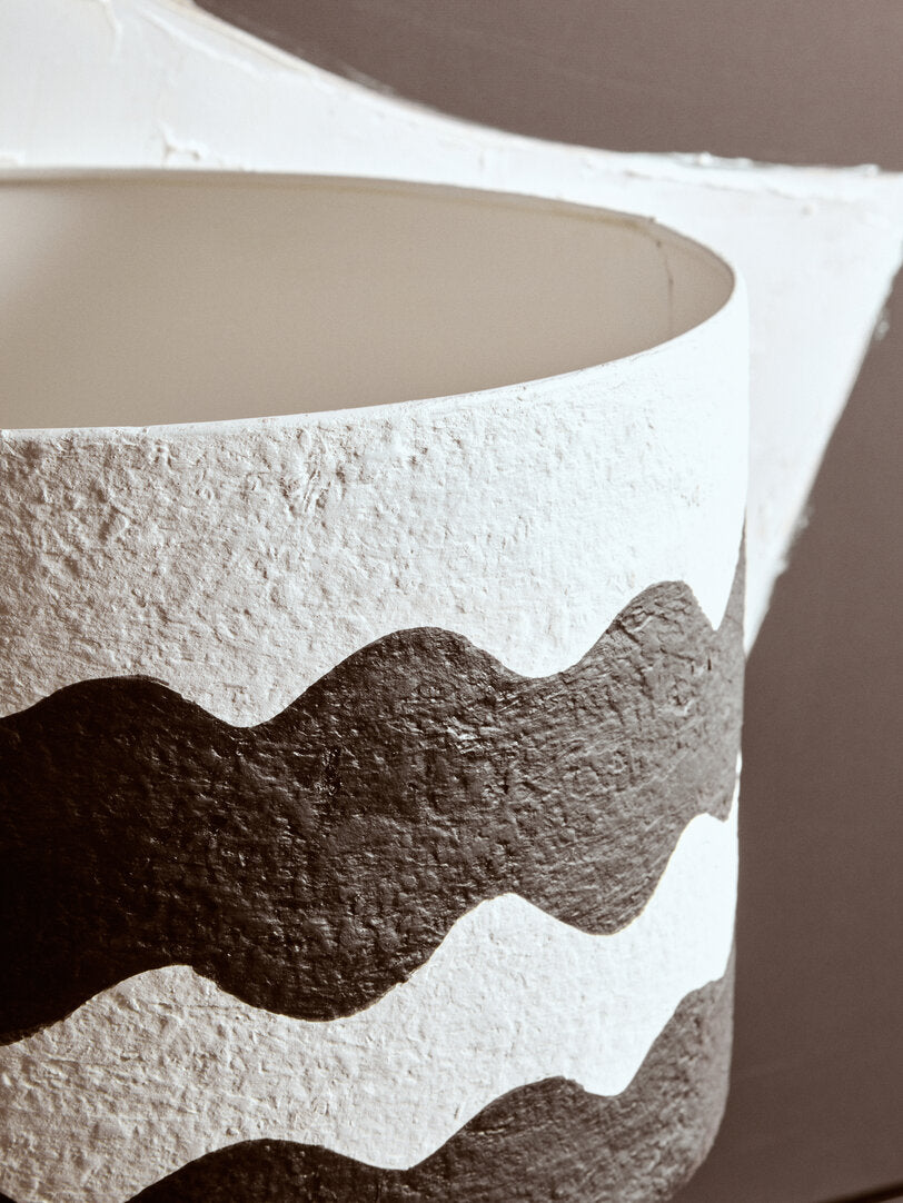 Luma Black And White Curved Stripe Papier Mache Table Lamp