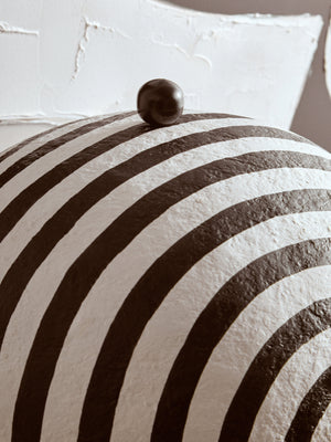 Luma Black And White Stripe Papier Mache Table Lamp With Dome Shade