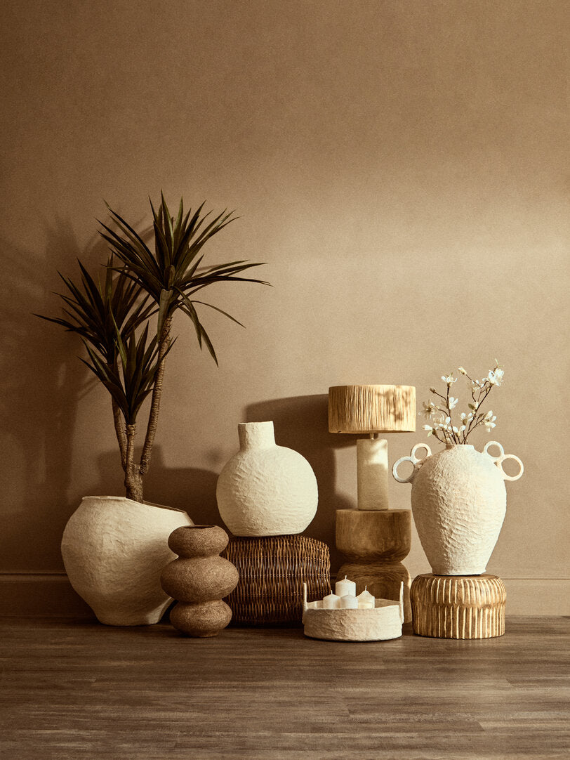 Avara Cotton Mache Large Beige Planter