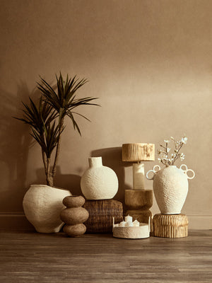 Avara Cotton Mache Large Beige Planter