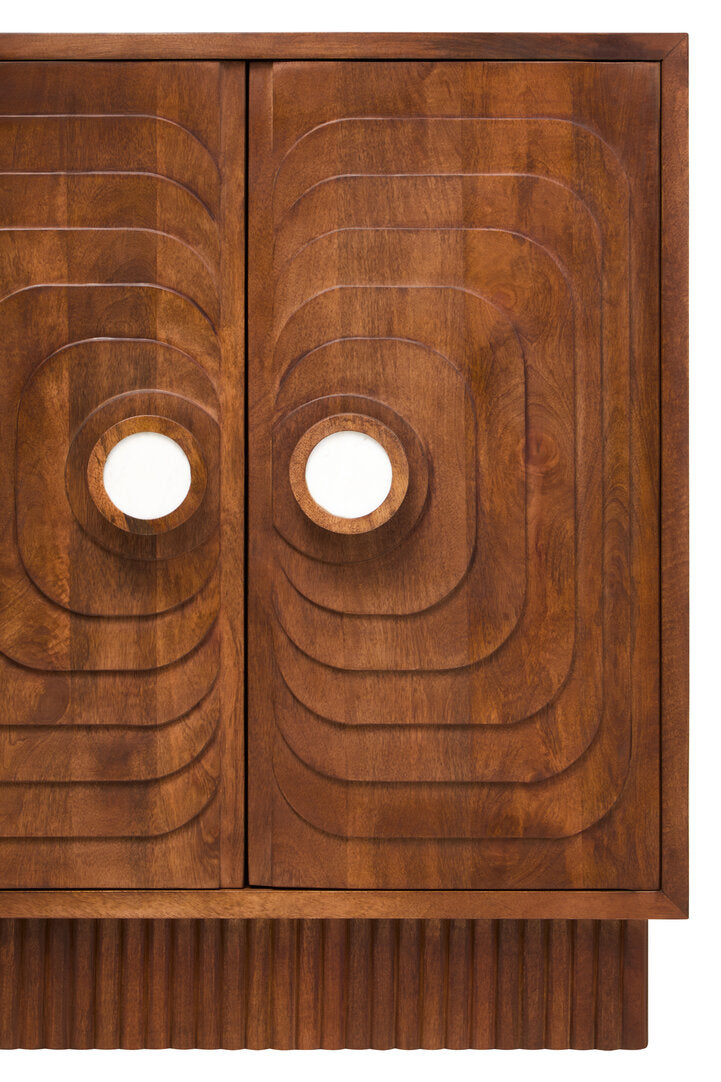 Tara Two Door Carved Mango Wood Cabinet