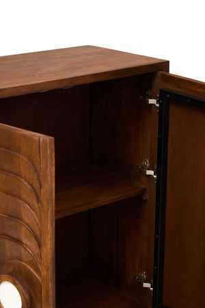 Tara Two Door Carved Mango Wood Cabinet