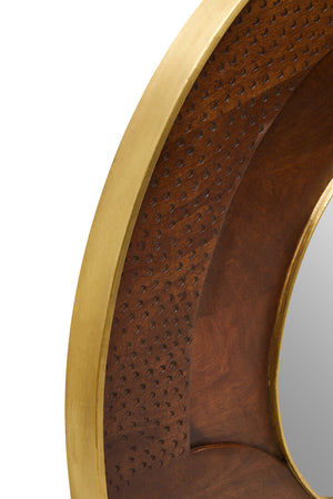 Tara Round Hammered Mango Wood Wall Mirror