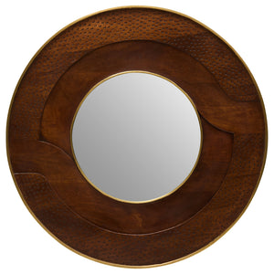 Tara Round Hammered Mango Wood Wall Mirror