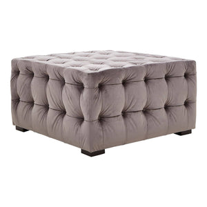 Esme Grey Velvet Button Tufted Ottoman