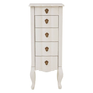 Vienne 5 Drawer Small White Chest With Jewellery Storage