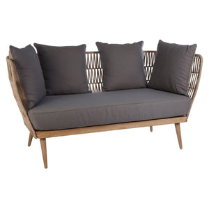 Kora Woven Rope 2 Seater Sofa with Grey Cushions