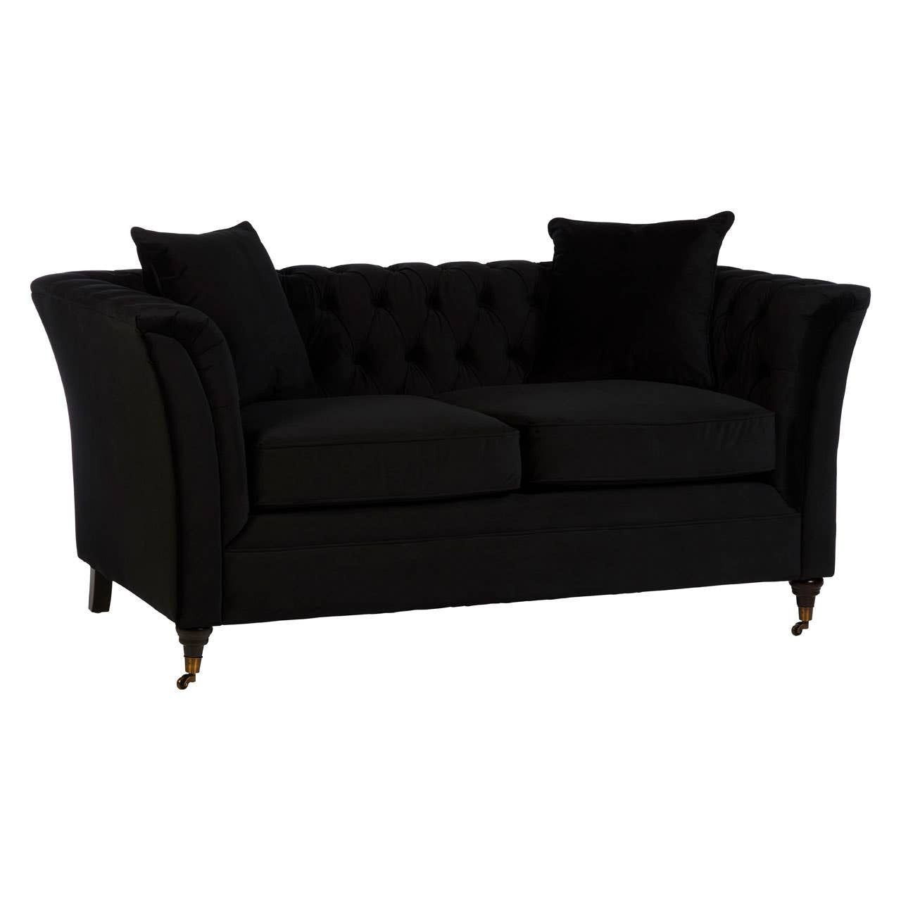 Lucinda Two Seater Onyx Black Velvet Sofa