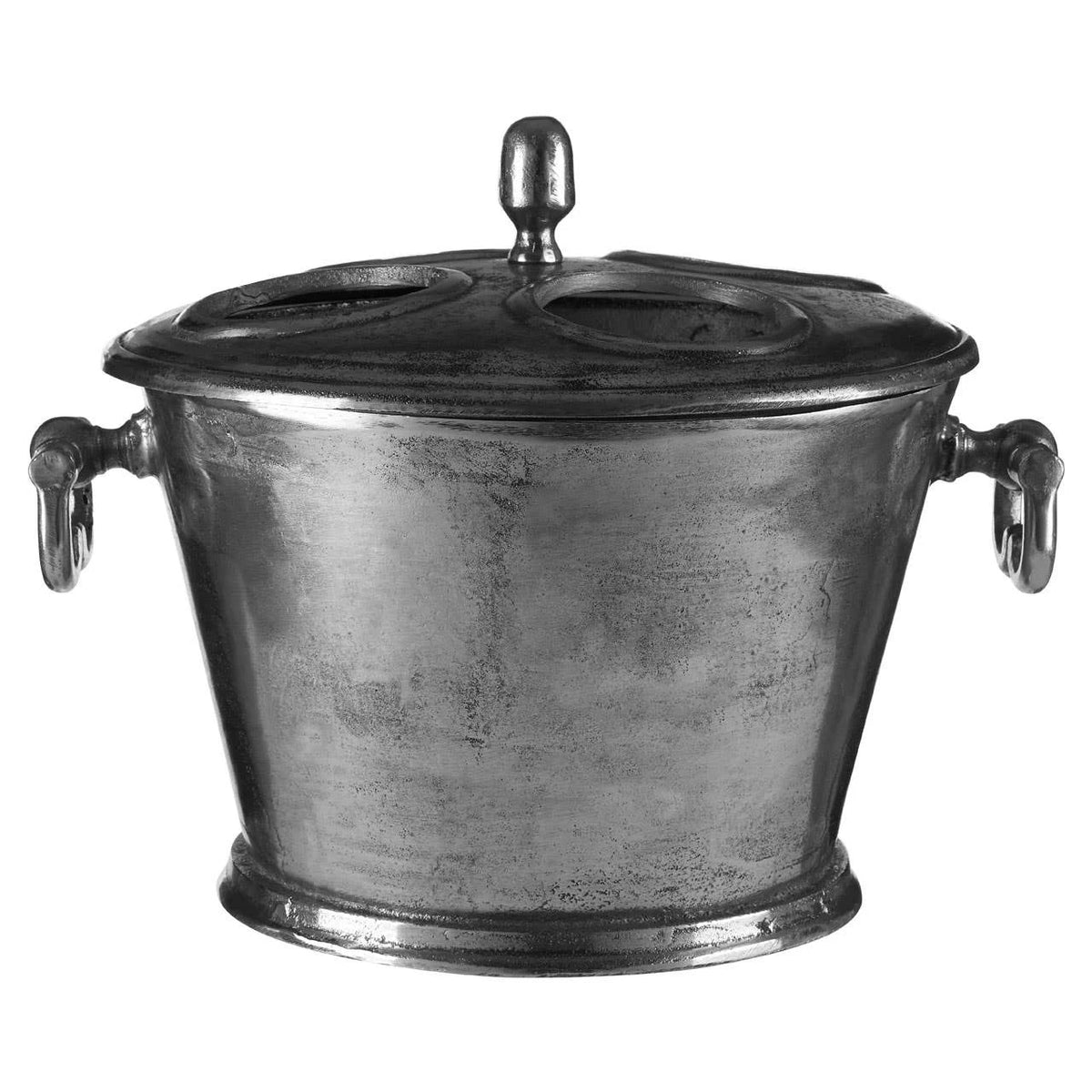 Sterling rustic antique silver four bottle wine cooler with lid