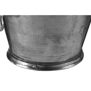 Close-up of the distressed antique silver finish on the Sterling wine cooler