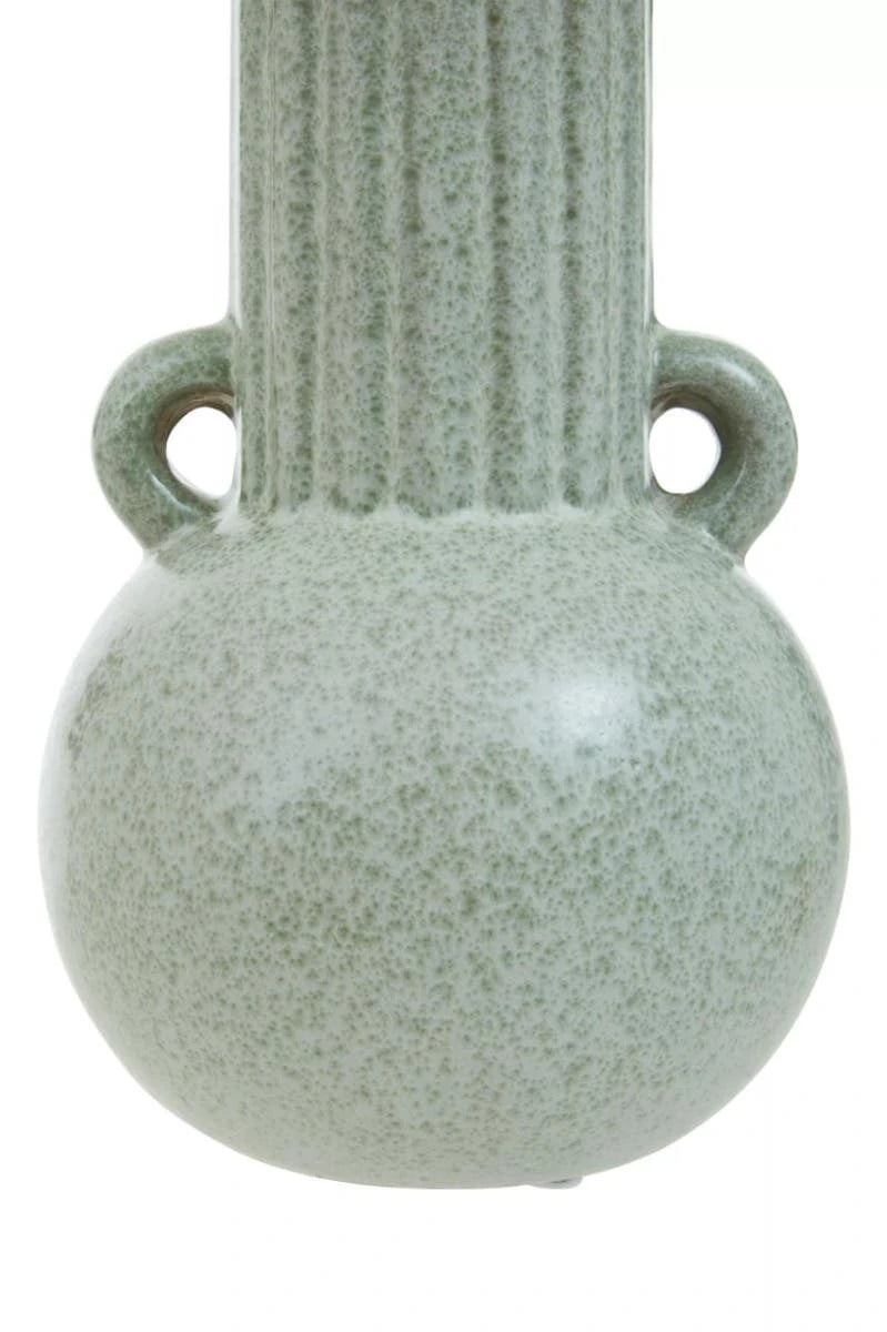 Freya Speckled Green Stoneware Bud Vase, detail of the speckled finish.