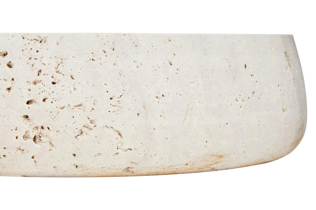 Tivoli Travertine Round Wide Rim Bowl, shown from another angle.