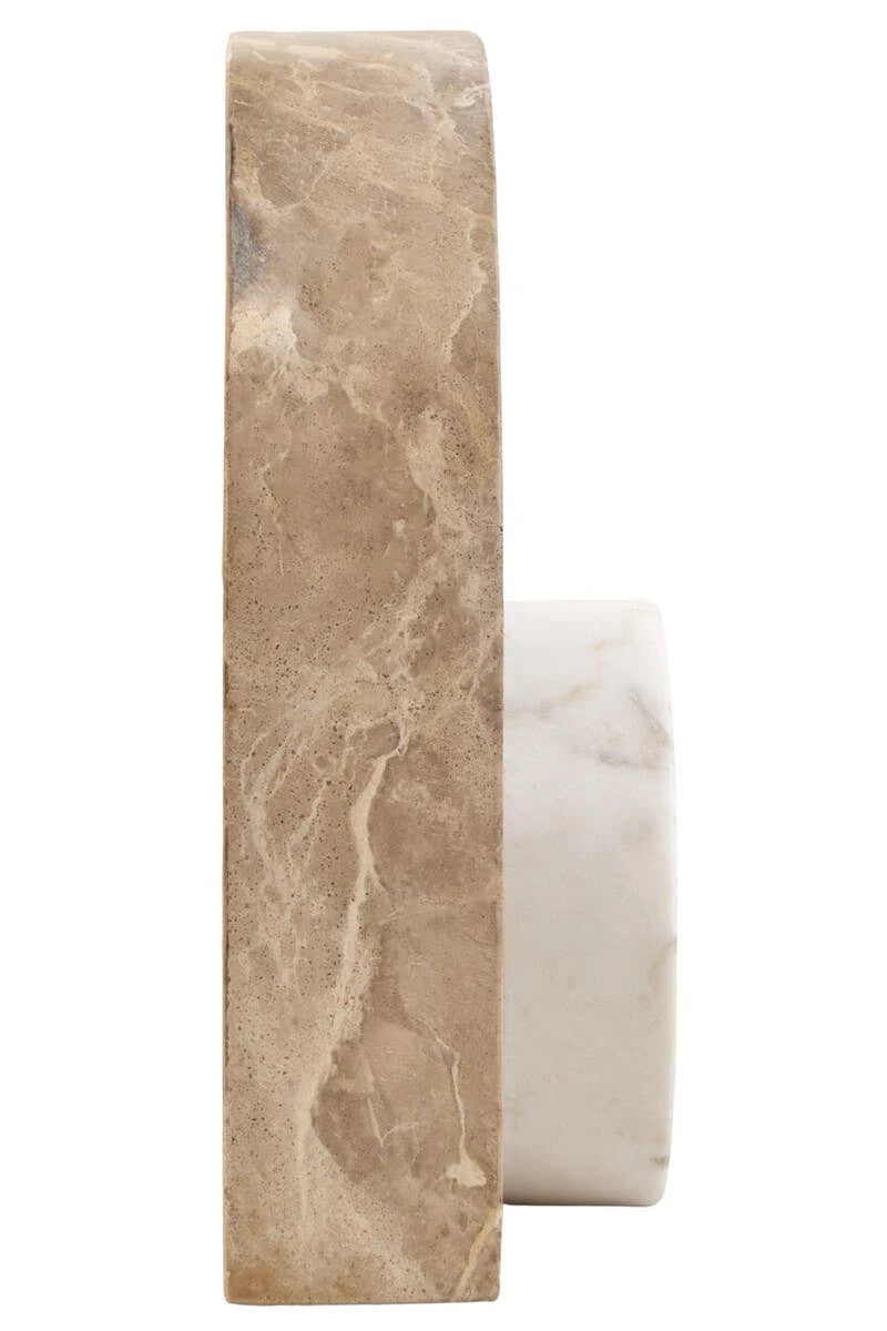 Ossa Chocolate and White Marble Abstract Sculpture, shown from another angle.