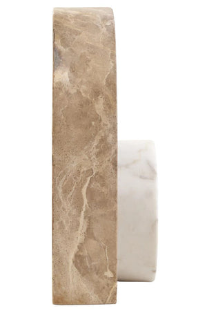 Ossa Chocolate and White Marble Abstract Sculpture, shown from another angle.