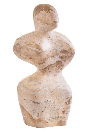 Ossa Chocolate Marble Curved Sculpture, showing the natural veining of the marble.