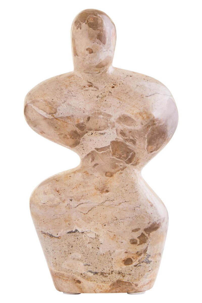 Ossa Chocolate Marble Curved Sculpture, a compact curved abstract sculpture in chocolate brown marble.