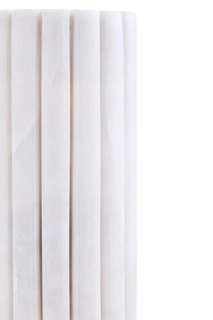Vela White Marble Fluted Bud Vase, alternative view.