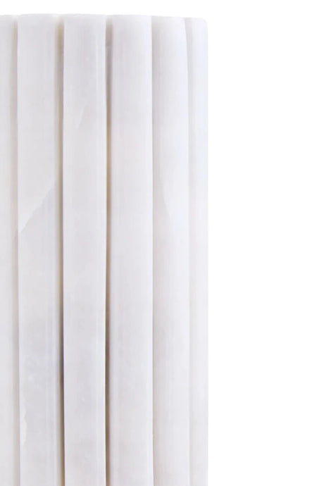 Vela White Marble Fluted Bud Vase, alternative view.