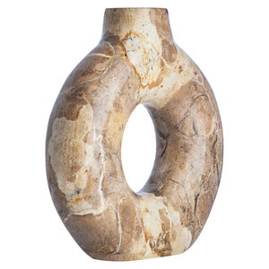 Ossa Chocolate Marble Candle Holder, showing the natural veining of the marble.