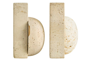 Tivoli Travertine Set of Two Spherical Bookends, alternative view.