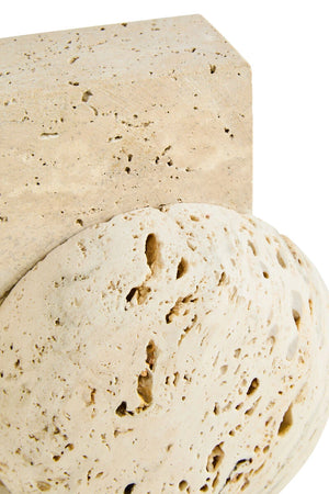 Tivoli Travertine Set of Two Spherical Bookends, alternative view.