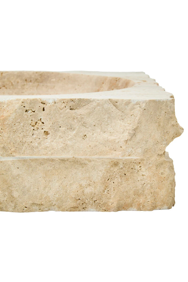 Tivoli Travertine Rough Edge Square Bowl, alternative view.