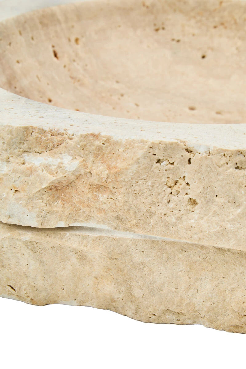 Tivoli Travertine Rough Edge Square Bowl, alternative view.
