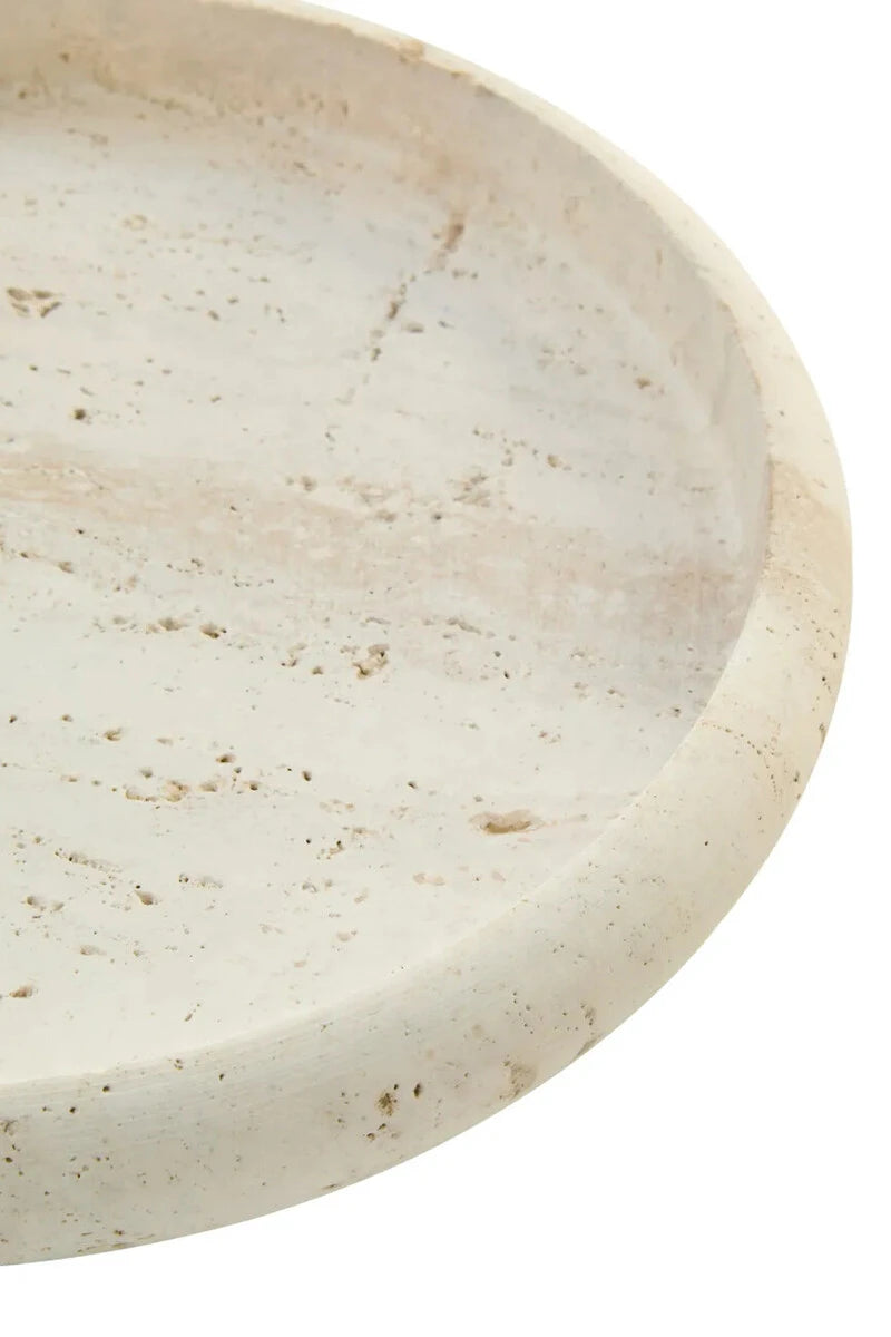 Tivoli Travertine Round Tray, shown from another angle.