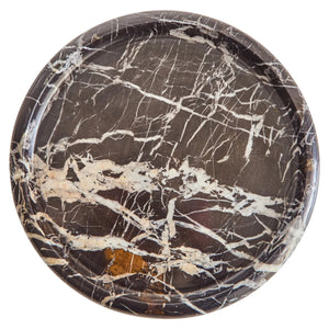 Alba Black and White Marble Round Tray, alternative view.